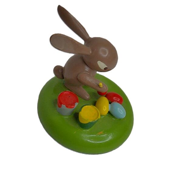 Vintage German Erzgbirge Bunny Rabbit Painting Eggs READ - Picture 1 of 6